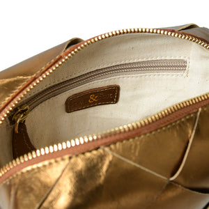 
                  
                    Load image into Gallery viewer, ASHA Hand Woven Crossbody Bag in Bronze Metallic Leather
                  
                