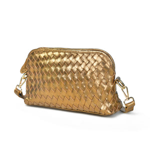 
                  
                    Load image into Gallery viewer, IRA Hand Woven Crossbody Bag in Bronze Metallic Leather
                  
                