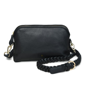
                  
                    Load image into Gallery viewer, LAYLA Crossbody Bag with Hand Woven Strap in Black Leather
                  
                
