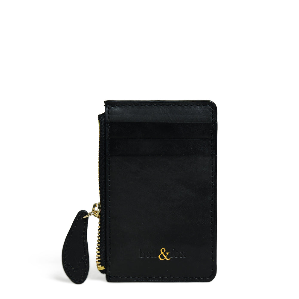 LIA Leather Card Holder -  Black Waxy