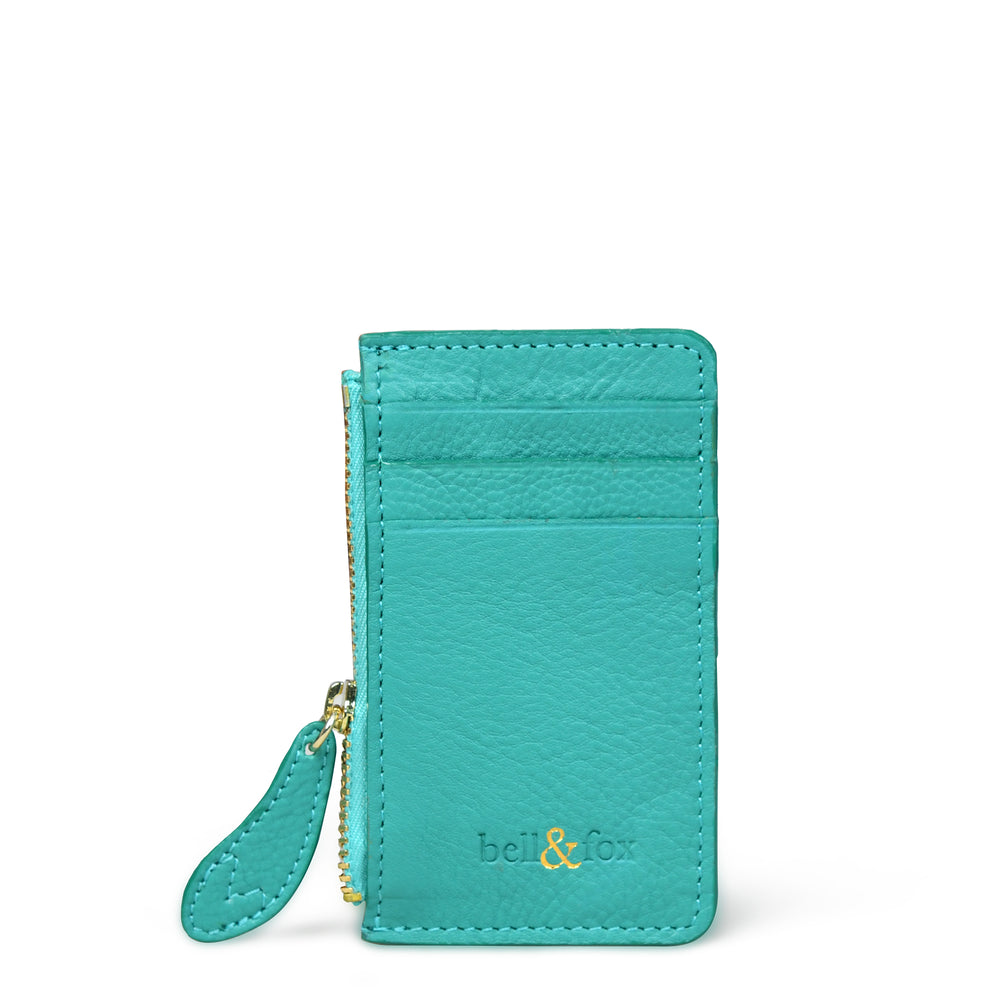 LIA Leather Card Holder - Teal Leather