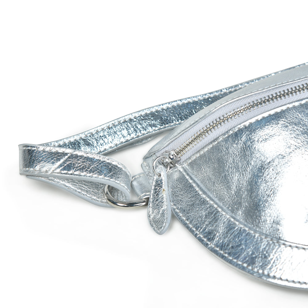 
                  
                    Load image into Gallery viewer, LIBERTY Crossbody Bag in Silver Metallic Leather
                  
                