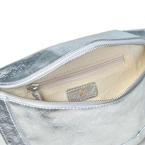 
                  
                    Load image into Gallery viewer, LIBERTY Crossbody Bag in Silver Metallic Leather
                  
                