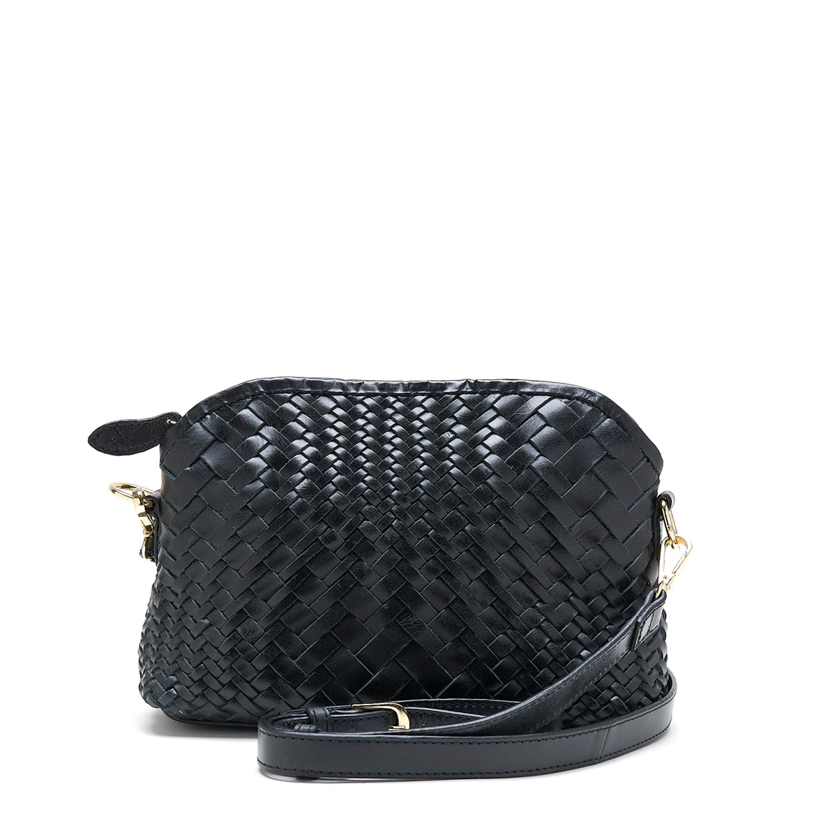 Bottega Veneta Cassette Woven Quilted Leather Crossbody - Black/Gold