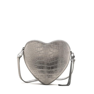 
                  
                    Load image into Gallery viewer, AMOU HEART SHAPE CROSS BODY BAG PEWTER CROC
                  
                