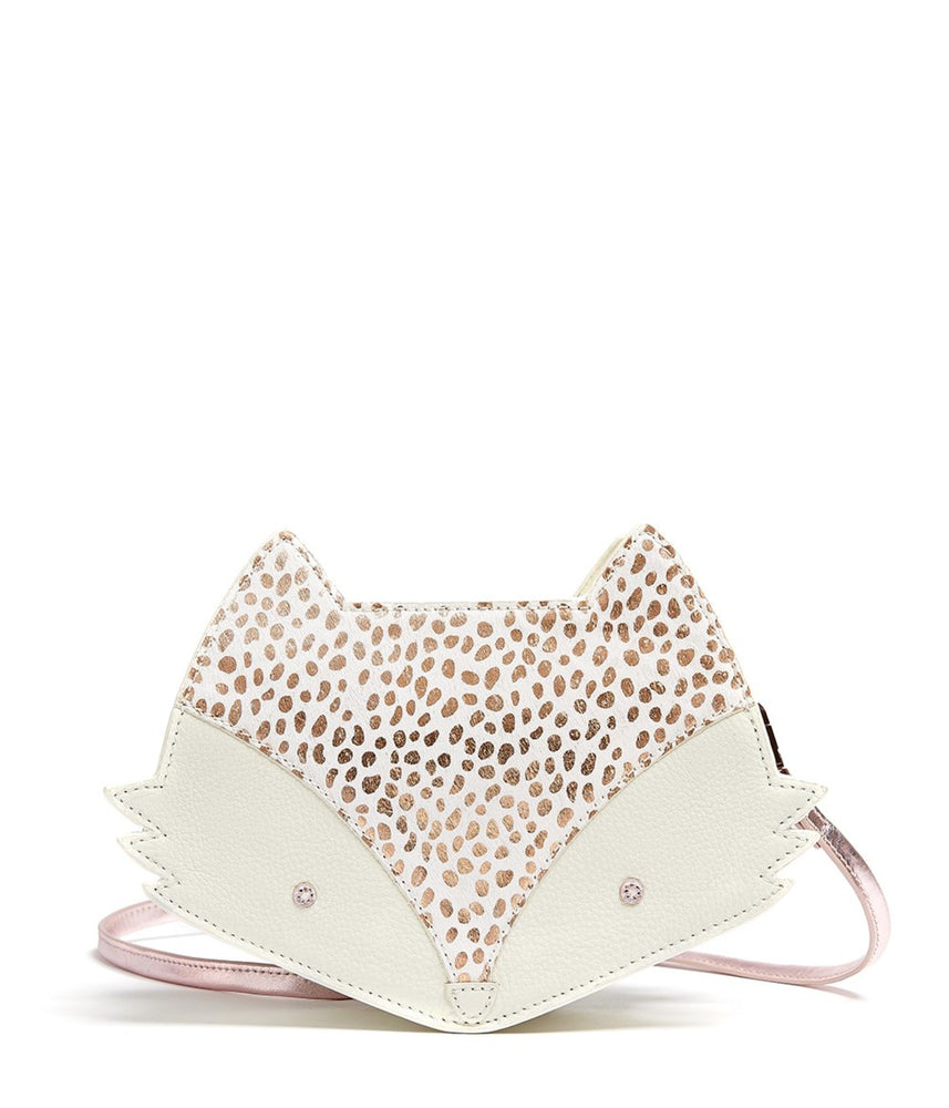 KIT Fox Cross Body Bag - White Leather and Rose Gold 'Pony'
