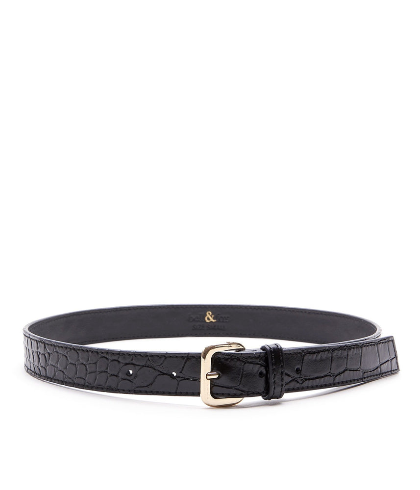 ERIN Leather Belt - Black Shiny Croc