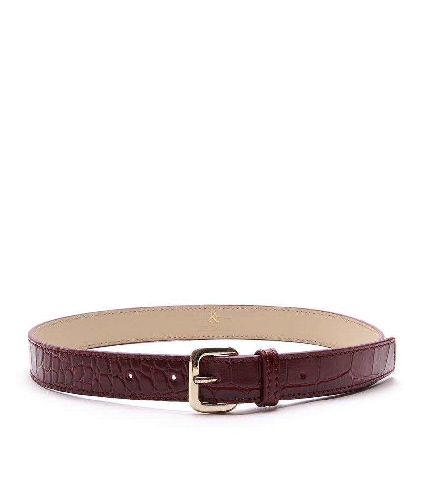 ERIN Leather Belt - Garnet Croc