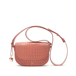 
                  
                    Load image into Gallery viewer, terracotta pink croc leather saddle bag
                  
                