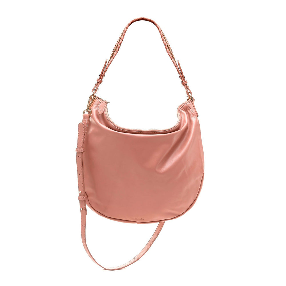 terracotta leather hobo cross body with woven strap