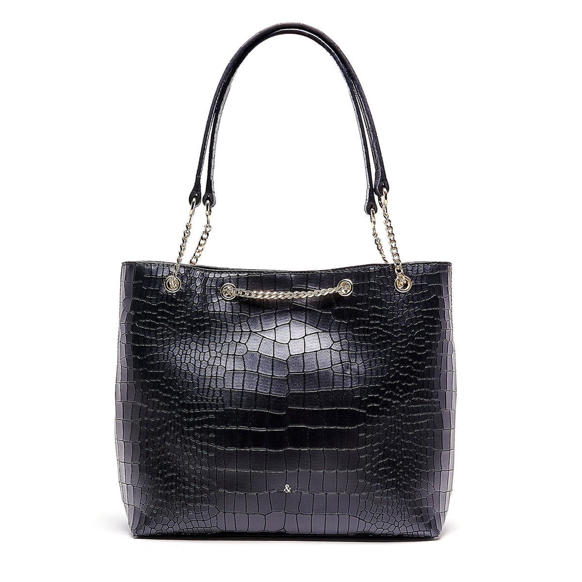 Black croc tote best sale