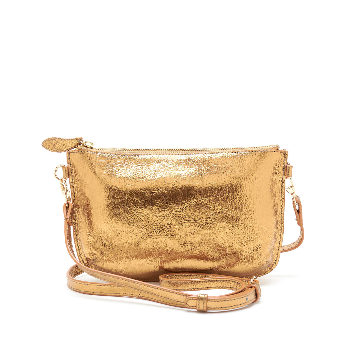 IZZY Cross Body Bag Clutch Bronze Leather Bell Fox