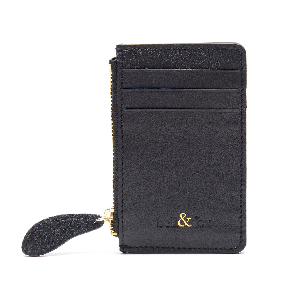 LIA Leather Card Holder - Black Grainy