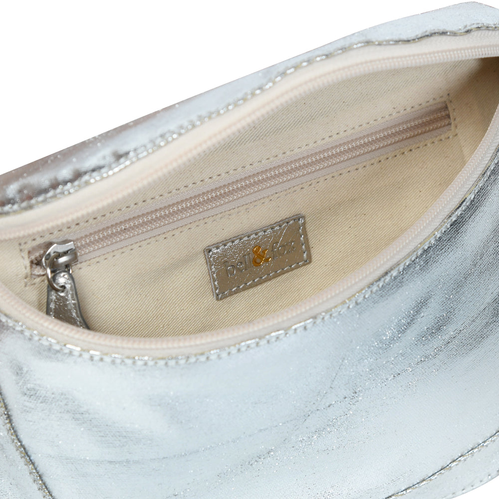 
                  
                    Load image into Gallery viewer, LAINE Crossbody Bag in Silver Foil Canvas
                  
                