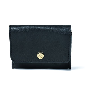 
                  
                    Load image into Gallery viewer, AMELIE  Popper Card Holder Purse with Zip - Black
                  
                