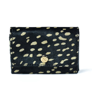 
                  
                    Load image into Gallery viewer, AMELIE  Popper Card Holder Purse with Zip - Black &amp;amp; White Print
                  
                