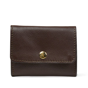 
                  
                    Load image into Gallery viewer, AMELIE  Popper Card Holder Purse with Zip - Chocolate Brown
                  
                