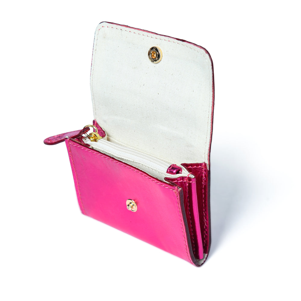 
                  
                    Load image into Gallery viewer, AMELIE  Popper Card Holder Purse with Zip - Fuschia Metallic
                  
                
