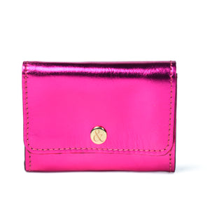 
                  
                    Load image into Gallery viewer, AMELIE  Popper Card Holder Purse with Zip - Fuschia Metallic
                  
                
