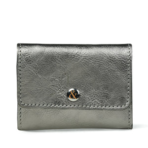 
                  
                    Load image into Gallery viewer, AMELIE  Popper Card Holder Purse with Zip - Gunmetal
                  
                