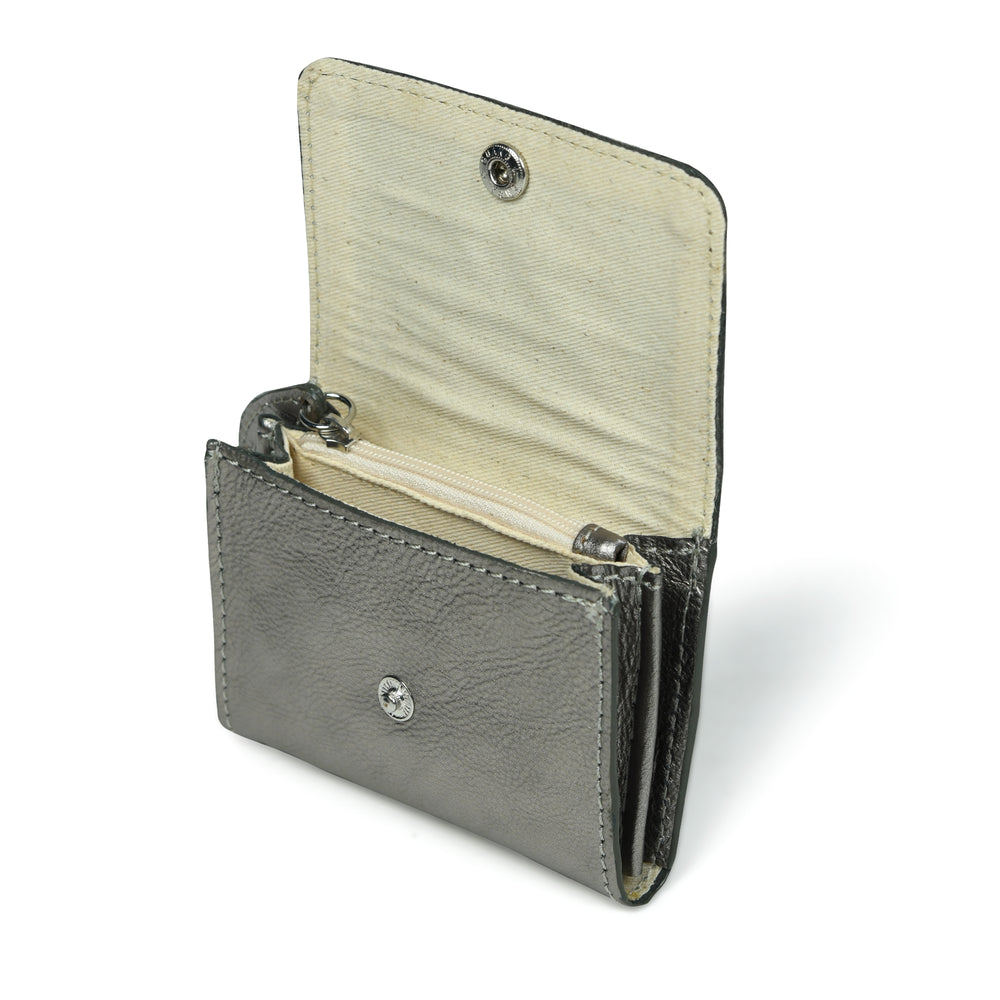 
                  
                    Load image into Gallery viewer, AMELIE  Popper Card Holder Purse with Zip - Gunmetal
                  
                