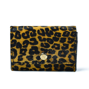 
                  
                    Load image into Gallery viewer, AMELIE  Popper Card Holder Purse with Zip - Leopard Print
                  
                
