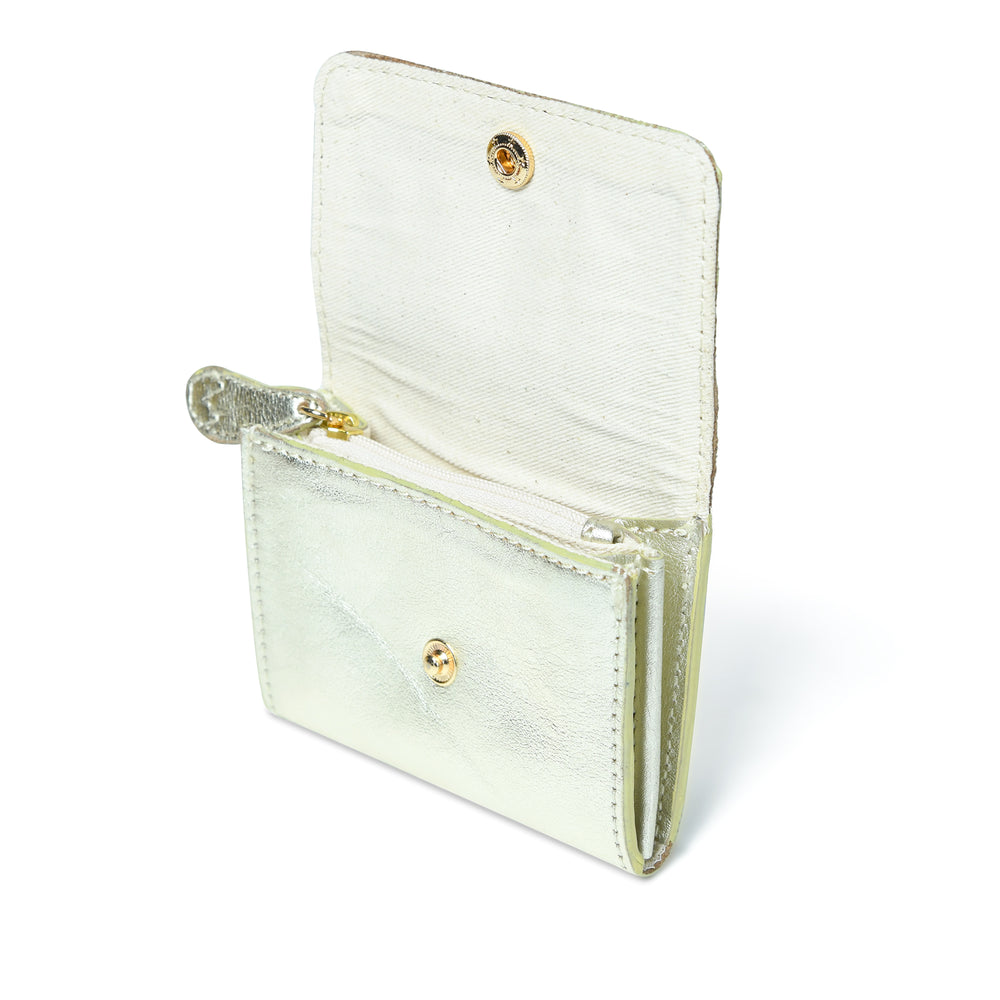 
                  
                    Load image into Gallery viewer, AMELIE  Popper Card Holder Purse with Zip - Pale Gold
                  
                