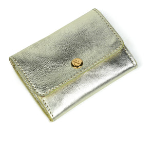 
                  
                    Load image into Gallery viewer, AMELIE  Popper Card Holder Purse with Zip - Pale Gold
                  
                