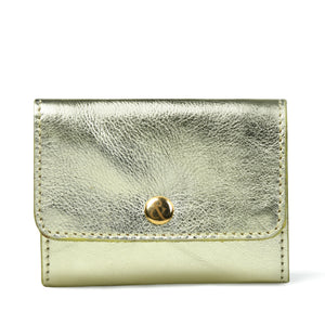 
                  
                    Load image into Gallery viewer, AMELIE  Popper Card Holder Purse with Zip - Pale Gold
                  
                