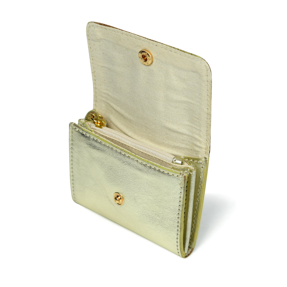 
                  
                    Load image into Gallery viewer, AMELIE  Popper Card Holder Purse with Zip - Pale Gold
                  
                