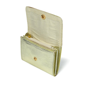 
                  
                    Load image into Gallery viewer, AMELIE  Popper Card Holder Purse with Zip - Pale Gold
                  
                