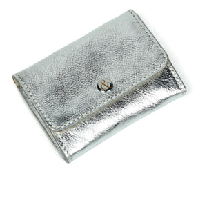 
                  
                    Load image into Gallery viewer, AMELIE  Popper Card Holder Purse with Zip - Silver
                  
                