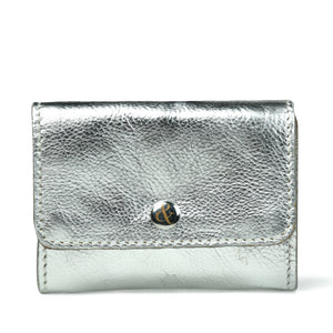 
                  
                    Load image into Gallery viewer, AMELIE  Popper Card Holder Purse with Zip - Silver
                  
                