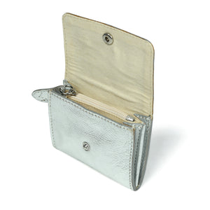 
                  
                    Load image into Gallery viewer, AMELIE  Popper Card Holder Purse with Zip - Silver
                  
                