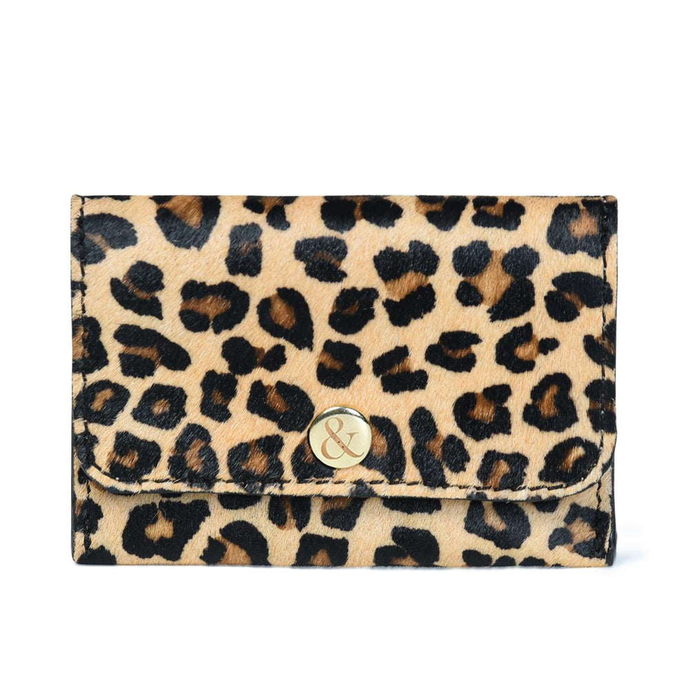 ELLIE  Popper Card Holder Purse - Small Leopard Print