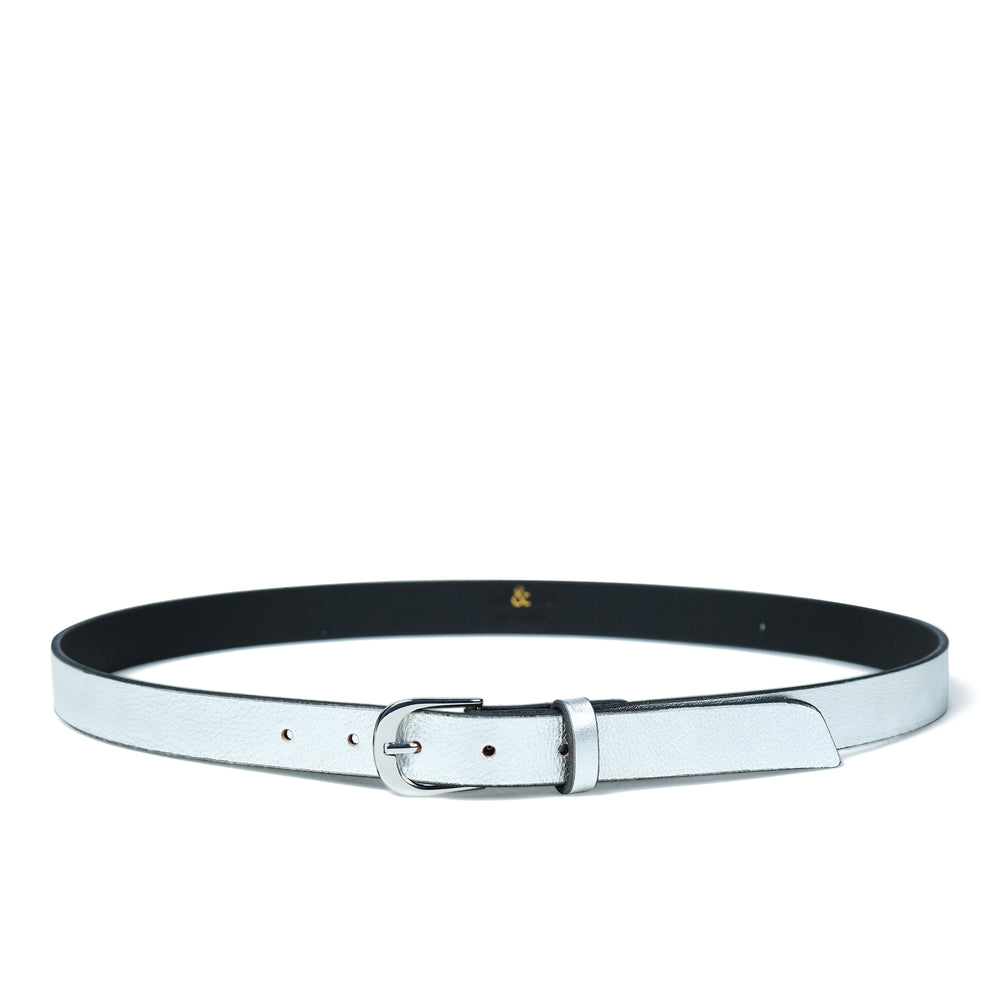 ERINA Leather Belt - Silver Metallic – Bell & Fox display picture 3