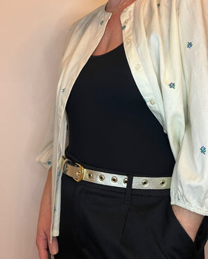 
                  
                    Load image into Gallery viewer, Misha Eyelet Leather Belt - Champagne
                  
                