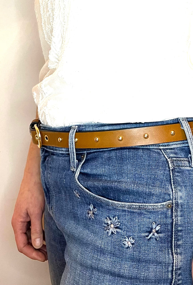 
                  
                    Load image into Gallery viewer, MAHI Studded Leather Belt - Caramel
                  
                