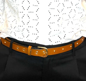 
                  
                    Load image into Gallery viewer, MAHI Studded Leather Belt - Caramel
                  
                