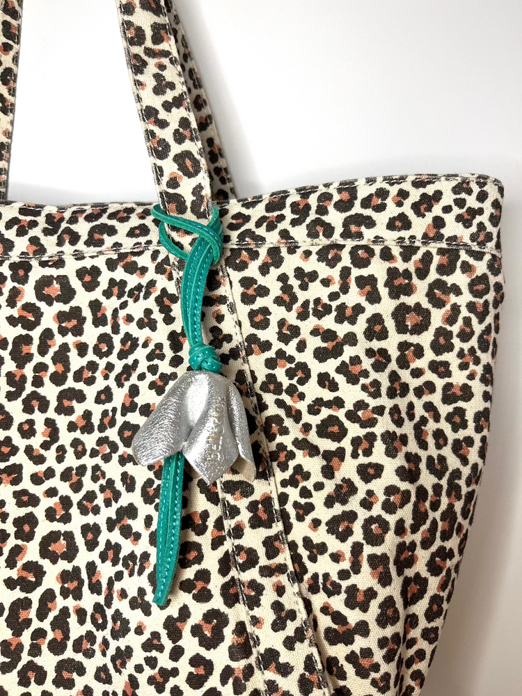 
                  
                    Load image into Gallery viewer, BLOOM Bag Charm - Silver Leather
                  
                