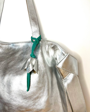 
                  
                    Load image into Gallery viewer, BLOOM Bag Charm - Silver Leather
                  
                