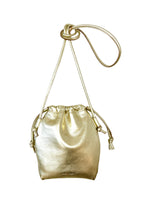 palegold metallic leather drawstring bag