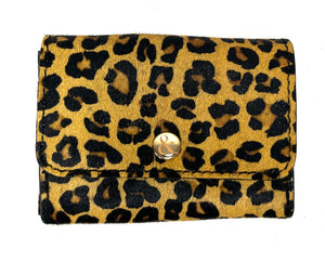 
                  
                    Load image into Gallery viewer, AMELIE  Popper Card Holder Purse with Zip - Leopard Print
                  
                