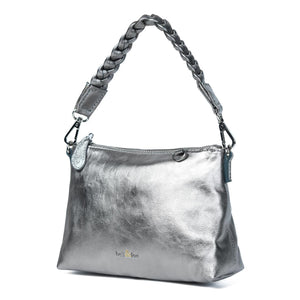 
                  
                    Load image into Gallery viewer, INDIRA Bow Detail Clutch / Crossbody in Gunmetal
                  
                