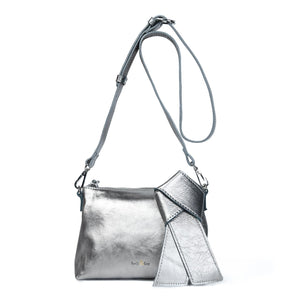 
                  
                    Load image into Gallery viewer, INDIRA Bow Detail Clutch / Crossbody in Gunmetal
                  
                