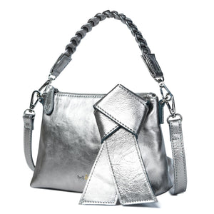 
                  
                    Load image into Gallery viewer, INDIRA Bow Detail Clutch / Crossbody in Gunmetal
                  
                