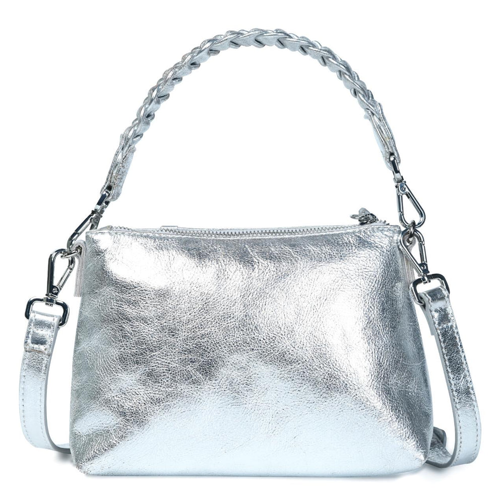 
                  
                    Load image into Gallery viewer, INDIRA Bow Detail Clutch / Crossbody in Silver
                  
                