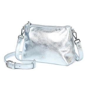 
                  
                    Load image into Gallery viewer, INDIRA Bow Detail Clutch / Crossbody in Silver
                  
                