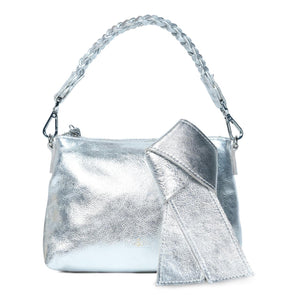 
                  
                    Load image into Gallery viewer, INDIRA Bow Detail Clutch / Crossbody in Silver
                  
                