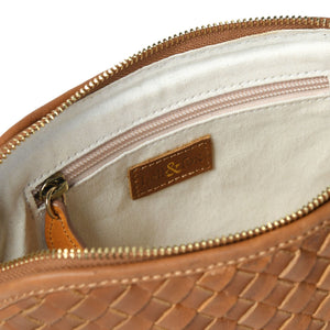 
                  
                    Load image into Gallery viewer, IRA Hand Woven Crossbody Bag in Caramel Leather
                  
                